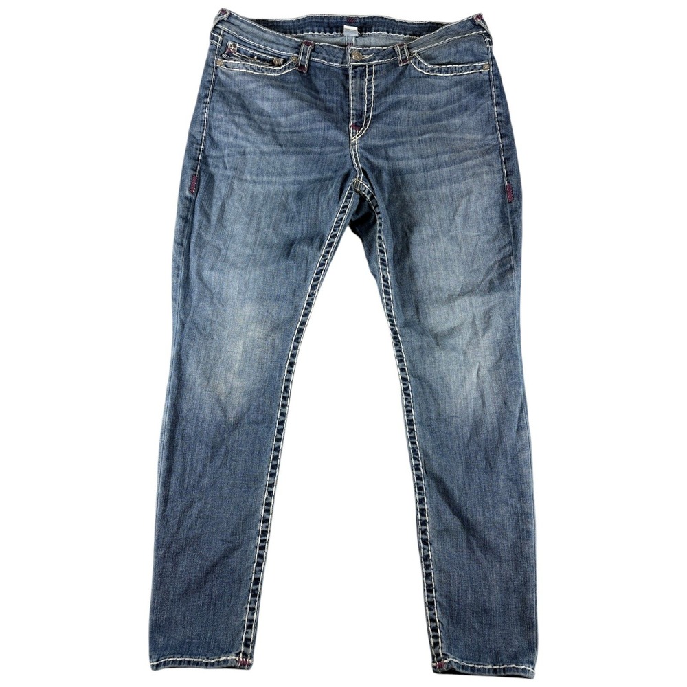 True Religion Jeans Mens 36 Blue Y2K Tapered Stretch Streetwear Denim Pants